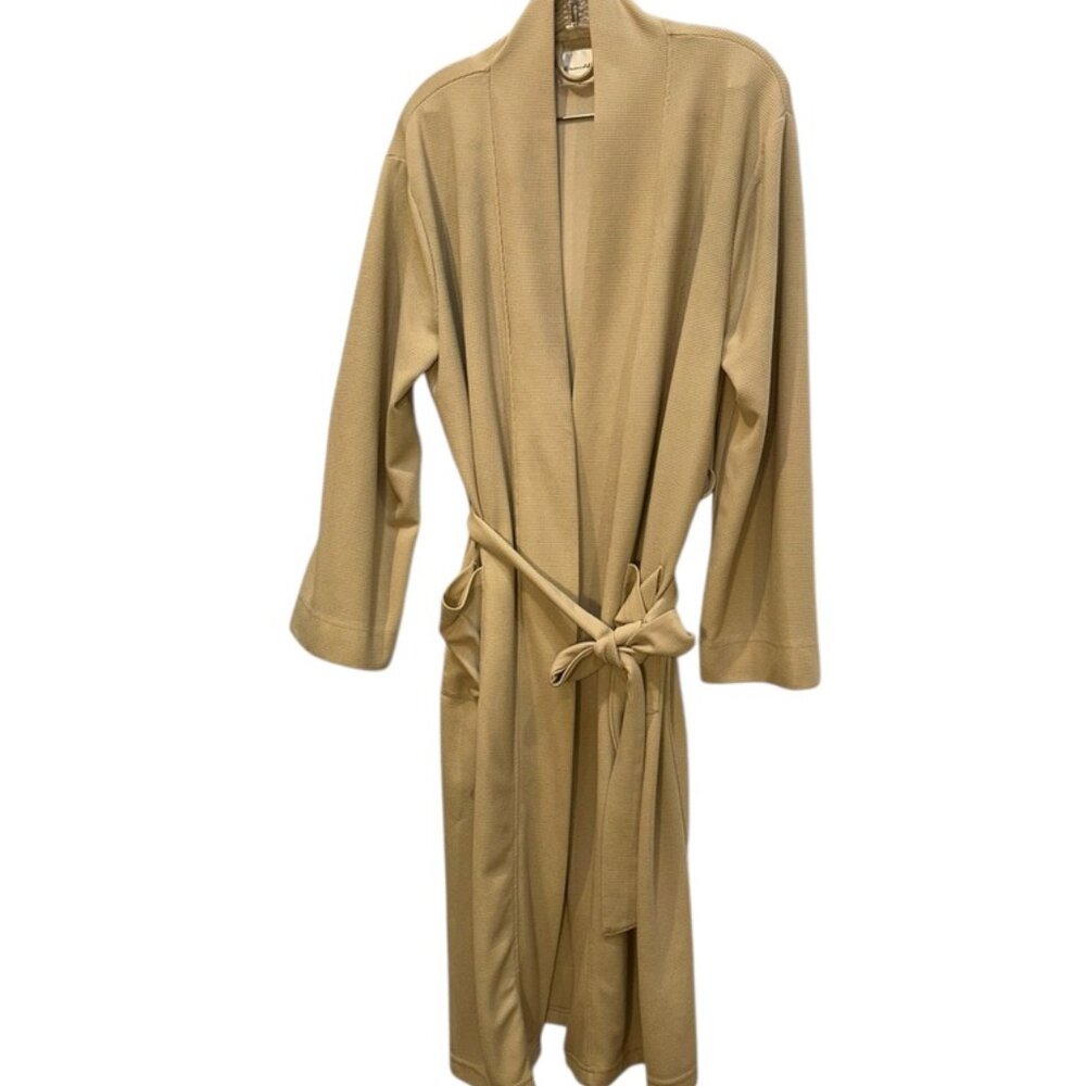 Linen and Dot khaki waffle neutral bath robe S/M
